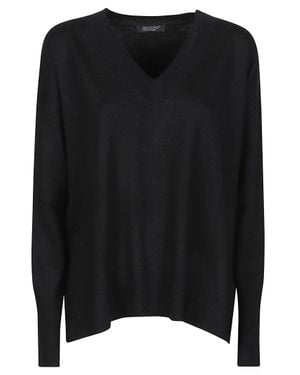Aragona Asymmetrical Fine Virgin Wool V-Neck Sweater - Black