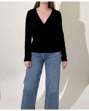 Bobi Front Knot Long Sleeve Tee - Black