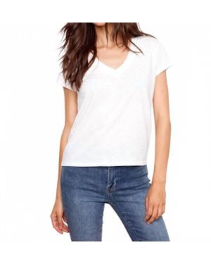 Charlie b Organic Cotton Drop Shoulder V-Neck Shirt - White