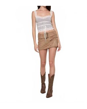 Sky To Moon Jessie Suede Skirt - White