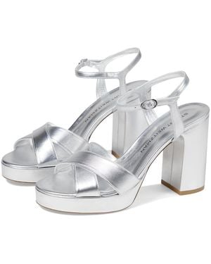Stuart Weitzman Dayna Sandals Crisscross Strap Platform Gal2043 - Metallic