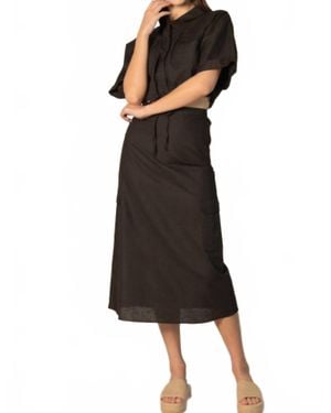 Before You Collection Linen Cargo Midi Skirt - Black