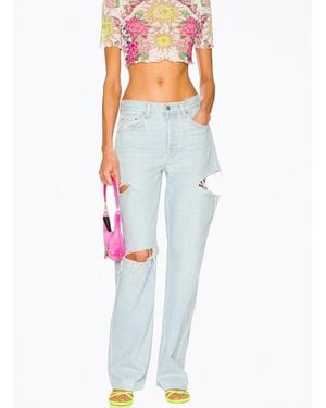 AFRM Isla Stretch-Mesh Cropped Baby Tee - Blue
