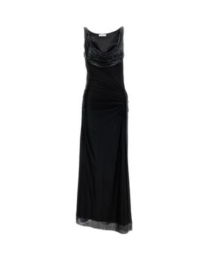 Rabanne Fluid Jersey Maxi Dress With Cowl Neckline And Sequin Detail - Black