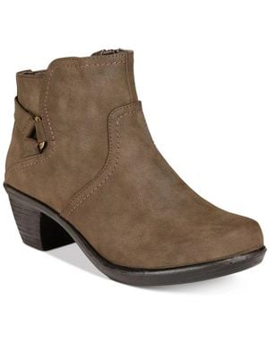Easy Street Dawnta Boots Matte Block Heel Bootie Hawk810 - Brown