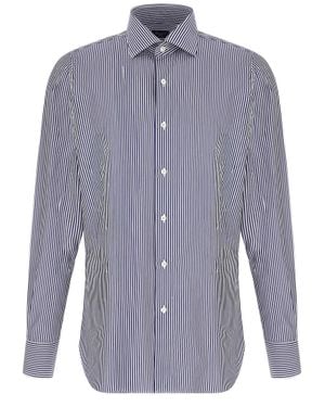 Finamore 1925 Vertical Striped Cotton Shirt - Blue