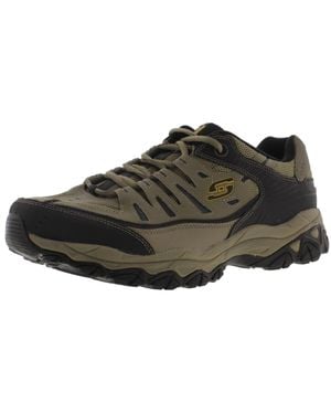 Skechers Afterburn Leather Memory Foam Fashion Sneakers - Brown