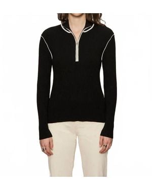 Sanctuary Sporty Rib Zip Up Top - Black