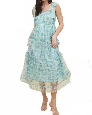 blu pepper green floral dress Bright Aqua Blue Sequin Short Party Dress by La Femme main image 1