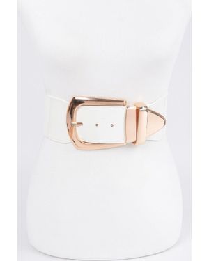 Fashnzfab Multi Metal Plus Size Enamel Belt - White