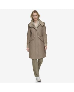 Andrew Marc Chesme Melange Wool With Faux Leather - Natural