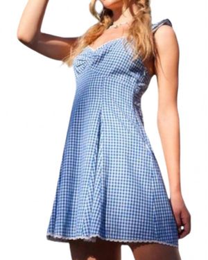 illa illa Picnic Chic Gingham Ribbon Mini Dress - Blue