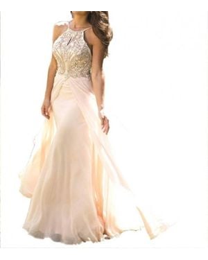 Jovani Sleeveless Chiffon Maxi Dress - Natural