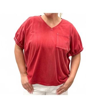 Hayden LA Washed Front Pocket T Shirt - Red