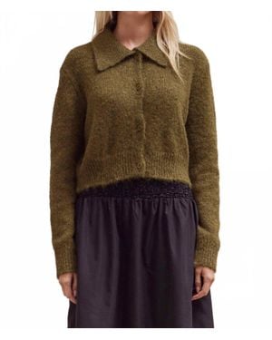 GRADE & GATHER Collared Neck Cardigan - Brown