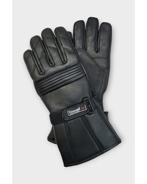 Infinity Leather Thermal Motorbike Padded Leather Gloves Waterproof Winter Summer Biker Protection - Black
