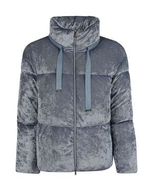 Herno Iridescent Chenille Velvet-Effect Padded Jacket - Gray