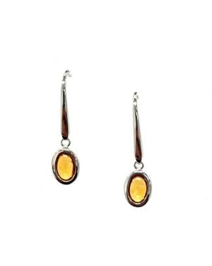 AAMIAA Color Candy Collection Earrings With 6X4 Oval Citrine - Metallic