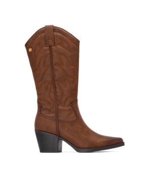 Xti Embroidered Italian Western Boots By - Brown