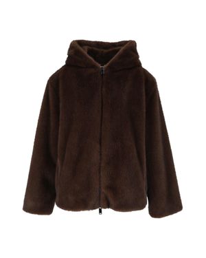 P.A.R.O.S.H. Hooded Short Coat - Brown