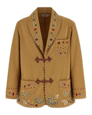 Bode Feather Runner Smoking Blazer - Brown