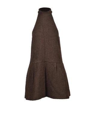 we11done Bouclé Wool Alpaca Dress - Brown