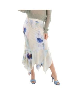Acne Studios Enola Floral Asymmetric Midi Skirt - Blue