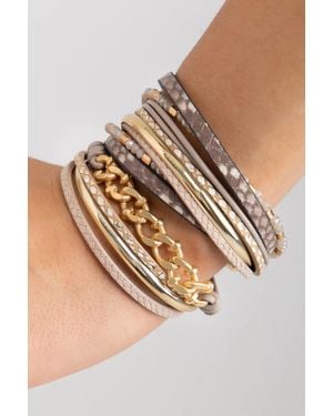 Saachi Jule Chunky Chain Leather Bracelet - Brown