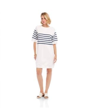 Karen Kane Stripe Raglan Sleeve Dress - White