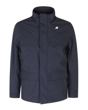 K-Way Casual Warm Micro Canvas Jacket With Functional Design - Blue