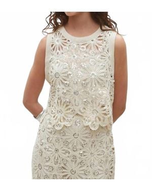 Suncoo Lois Crochet And Sequin Tank - Natural