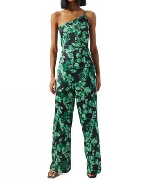 Sugarlips Bonnita One Shoulder Le Disko Satin Jumpsuit - Green
