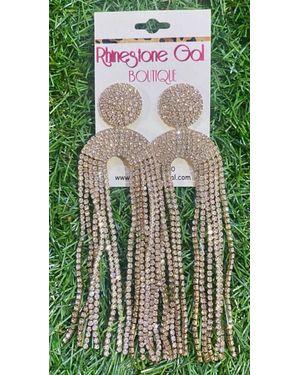 H & D Accessories Glam Rhinestone Fringe Earrings - Green