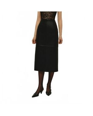 Elodie Bruno Leather Midi Skirt - Black