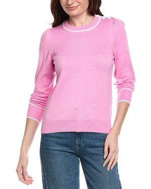 Hannah Rose Button Shoulder Cashmere-Blend Sweater - Pink