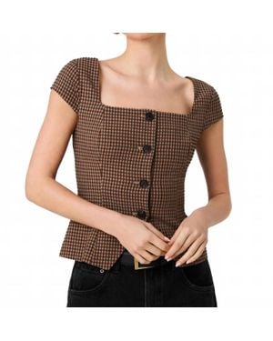 Floro's Mercantile Diana Textured Gingham Button Front Top - Black