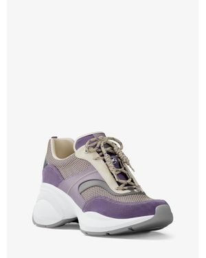 Michael Kors Outlet Kaia Mixed-Media Sneaker - White