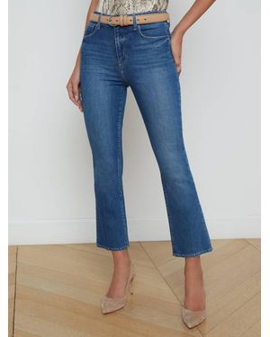 L'Agence Mira Cropped Micro Boot Cut Pants - Blue