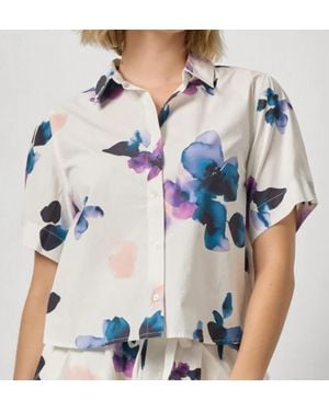 Lilla P Folded Sleeve Button Down - Blue