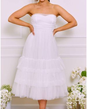Luxxel Tulle Strapless Midi Dress - Purple
