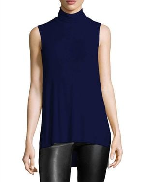 Three Dots Turtleneck Rib Top - Blue