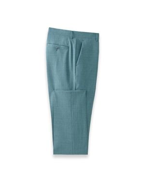 Paul Fredrick Wool Bengaline Flat Front Suit Pants - Blue