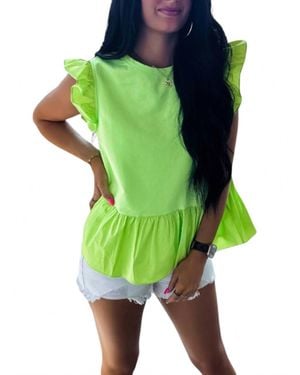 Strut & Bolt True To You Ruffle Sleeve Top - Green
