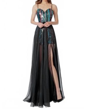 Jovani Sleeveless Sheer A-Line Prom Maxi Dress - Multicolor