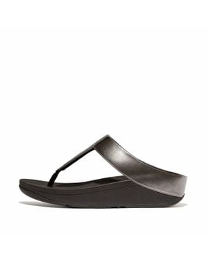 Fitflop Fino Glitterdust Metallic Toe-Post Sandals - Brown
