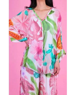Gigi Moda Angelo Tropical Silk Blouse - Pink