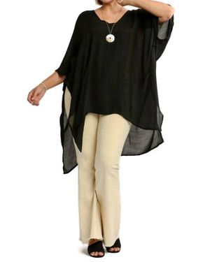 Umgee Caftan Scoop Neck Tunic - Black