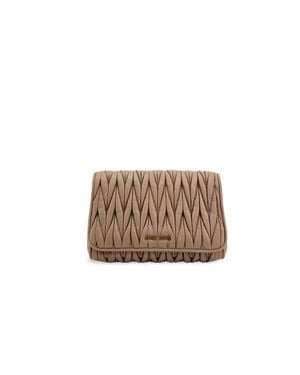 Miu Miu Matelassé Napa Leather Mini Chain Crossbody Bag - Brown