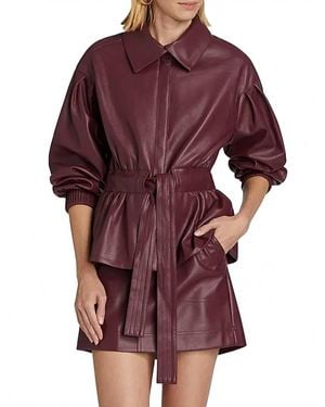 Marie Oliver Chazz Peplum Faux Leather Jacket - Purple