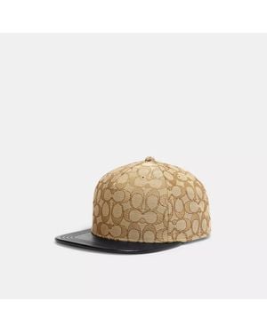 COACH Signature Jacquard Flat Brim Hat - Brown